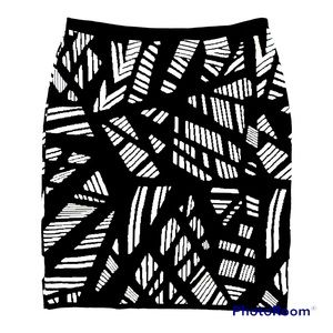 Calvin Klein Monochrome Geometric Pencil Skirt